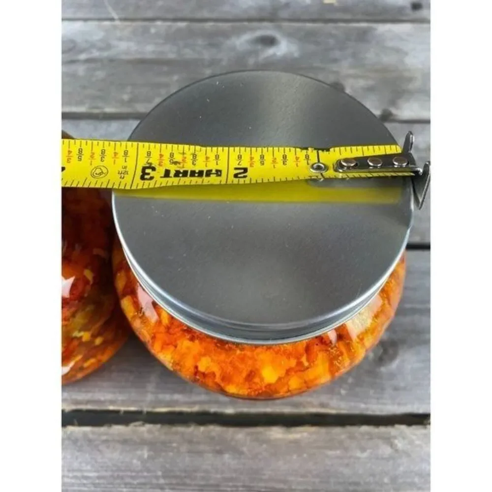 Bathroom Storage Organization Labeled Jars Resin Orange Yellow Marbled